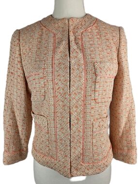 ZARA WOMAN Premium Pink Silk Tweed Blazer Jacket